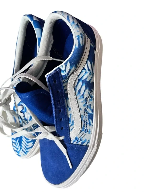 Vans Blue & White Leaf Print Low-Top Sneakers - Picture 3 of 7